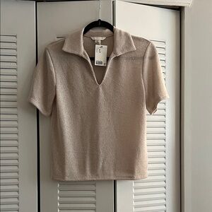 Beige Short Sleeve Women's Top